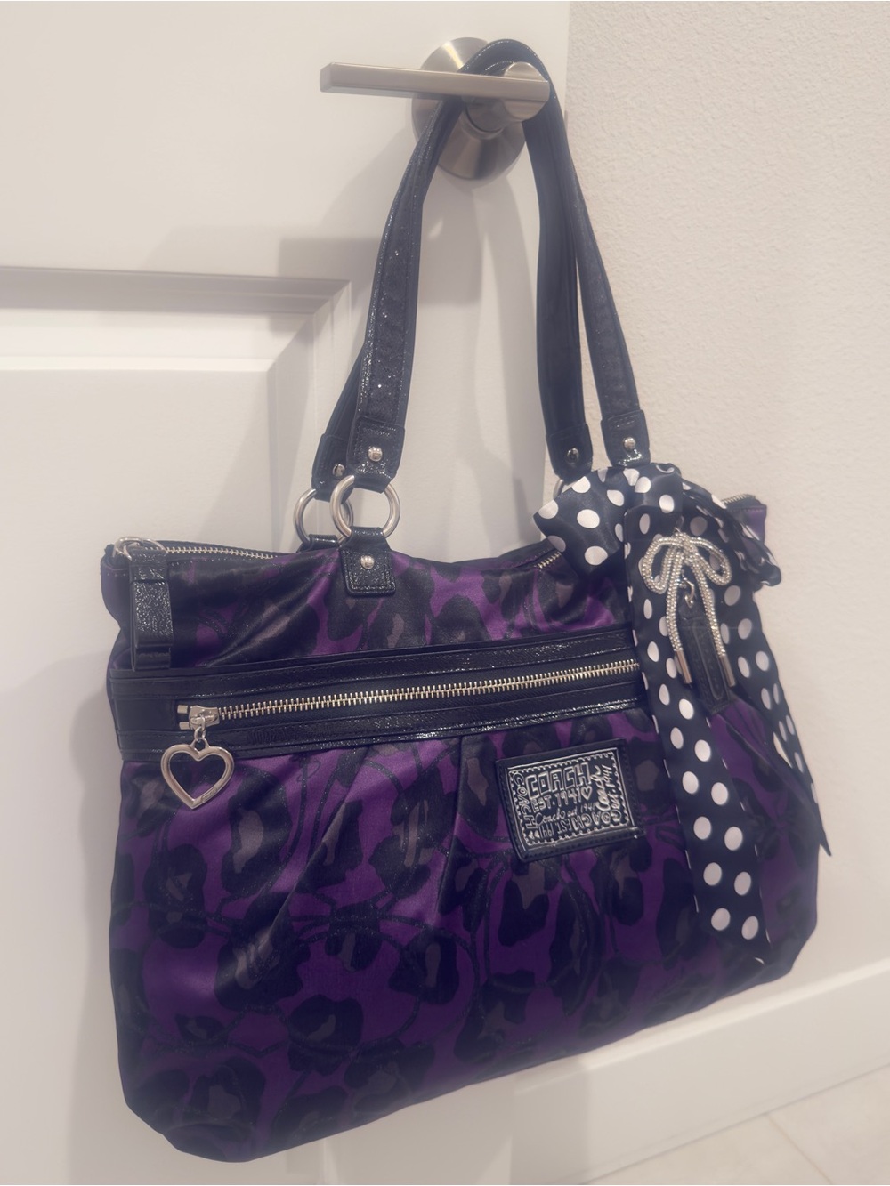 💜 Coach Poppy Ocelot Glam Leopard Print Tote Bag - Picture 2 of 16